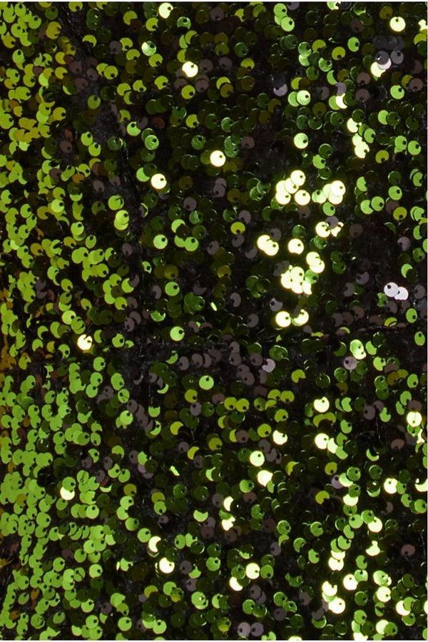 Goddiva Sequin Velvet Bardot Evening Maxi Dress - Olive Green By Goddiva