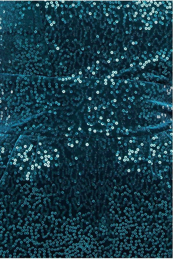 Goddiva Sequin & Velvet Corset Jumpsuit - Emerald Green By Goddiva