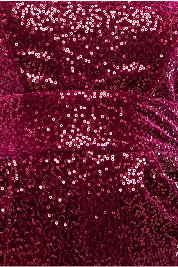Goddiva Sequin & Velvet Corset Jumpsuit - Wine By Goddiva