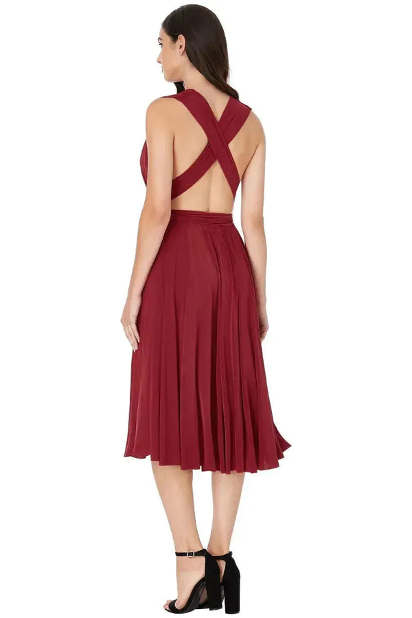 Goddiva Soft Touch Multi Way Open Back Midi Dress - Berry By Goddiva