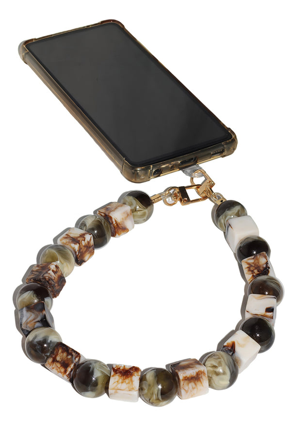 Goddiva Square & Ball Style Acrylic Phone Strap - Green & White By Goddiva Accessories