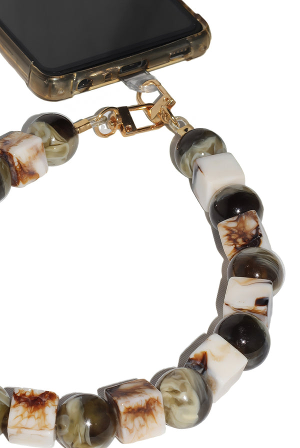 Goddiva Square & Ball Style Acrylic Phone Strap - Green & White By Goddiva Accessories