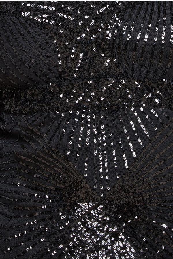 Goddiva Starburst Sequin Maxi Dress - Black By Goddiva Plus