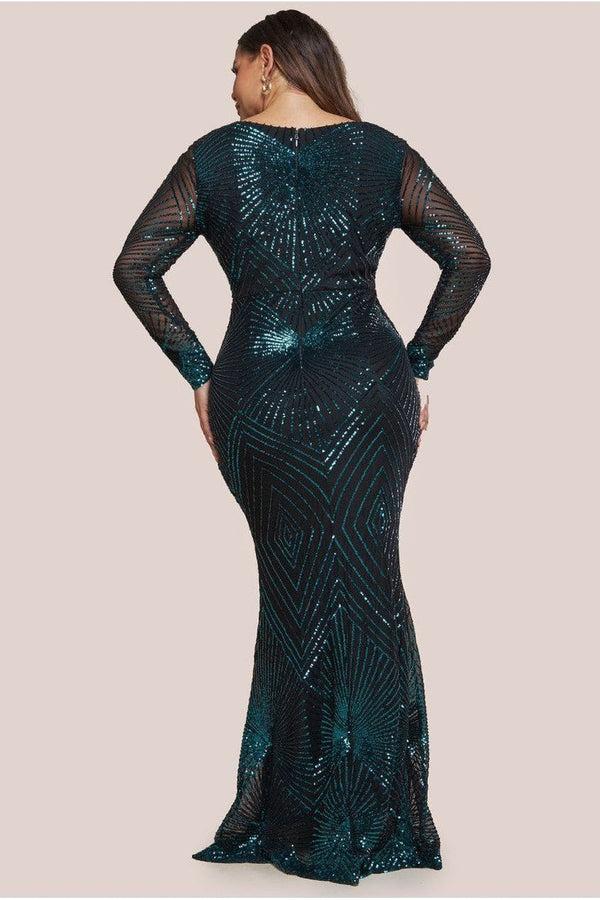 Goddiva Starburst Sequin Maxi Dress - Emerald By Goddiva Plus