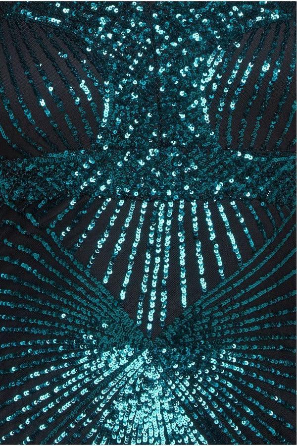 Goddiva Starburst Sequin Maxi Dress - Emerald By Goddiva Plus