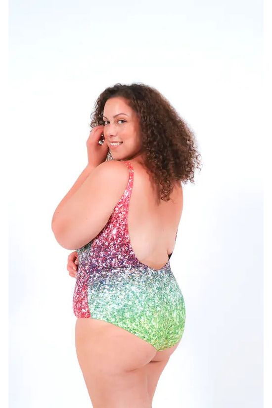 Goddiva Swimsuit In Rainbow Glitter Print By Maribela