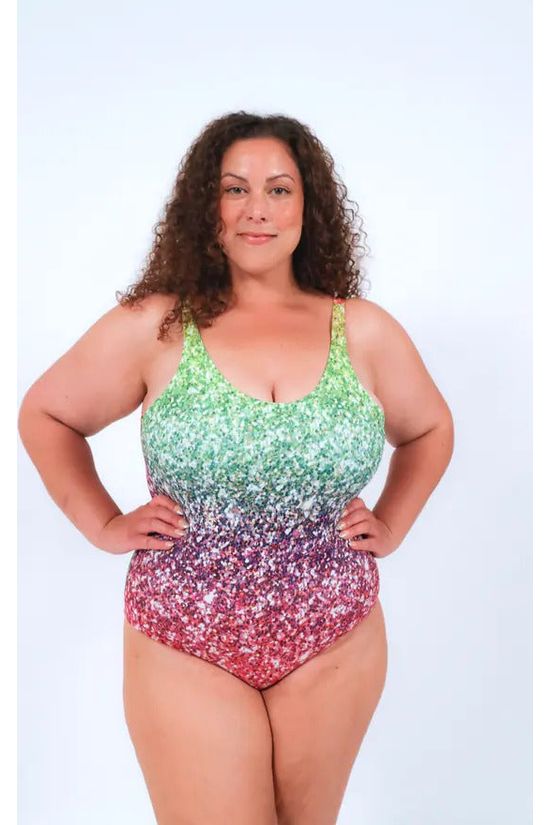 Goddiva Swimsuit In Rainbow Glitter Print By Maribela