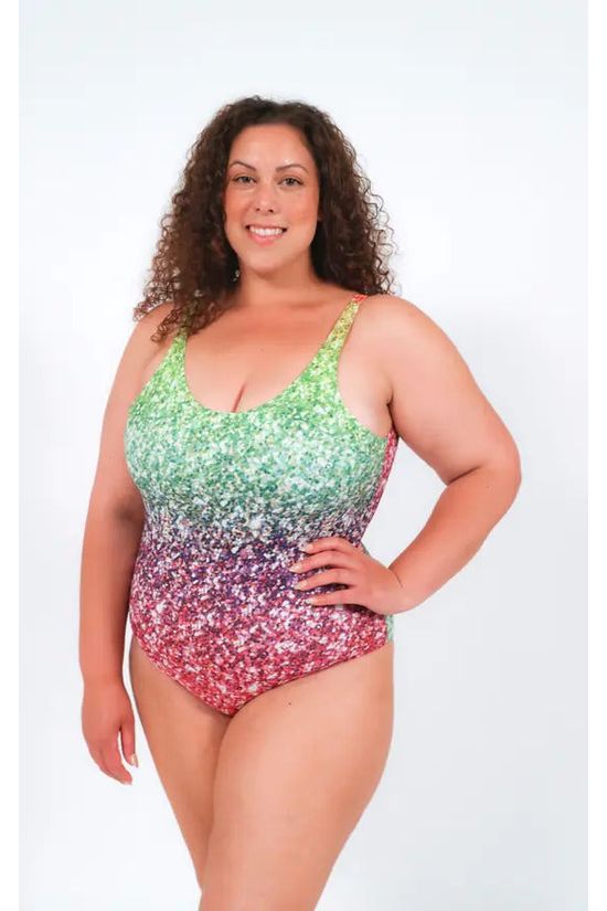 goddiva Swimsuit In Rainbow Glitter Print by Maribela