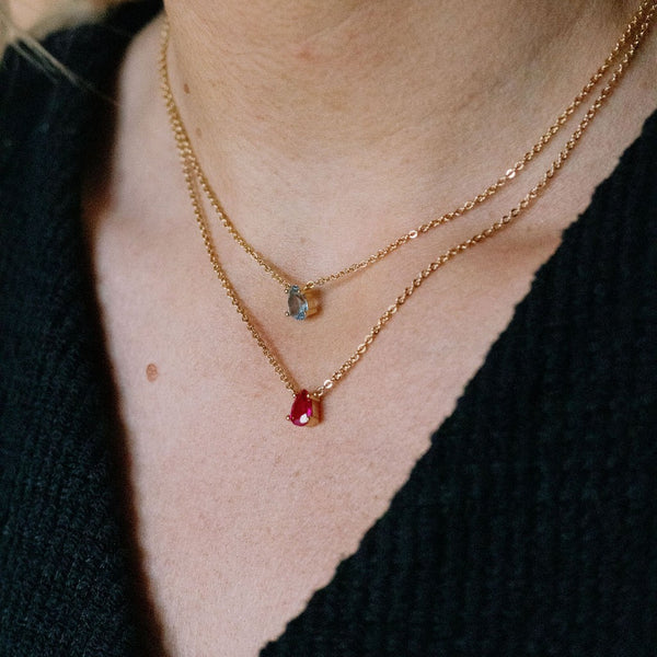 Goddiva Teardrop Pendant Necklace In Pink By Last True Angel