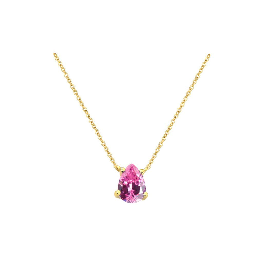 goddiva Teardrop Pendant Necklace In Pink by Last True Angel