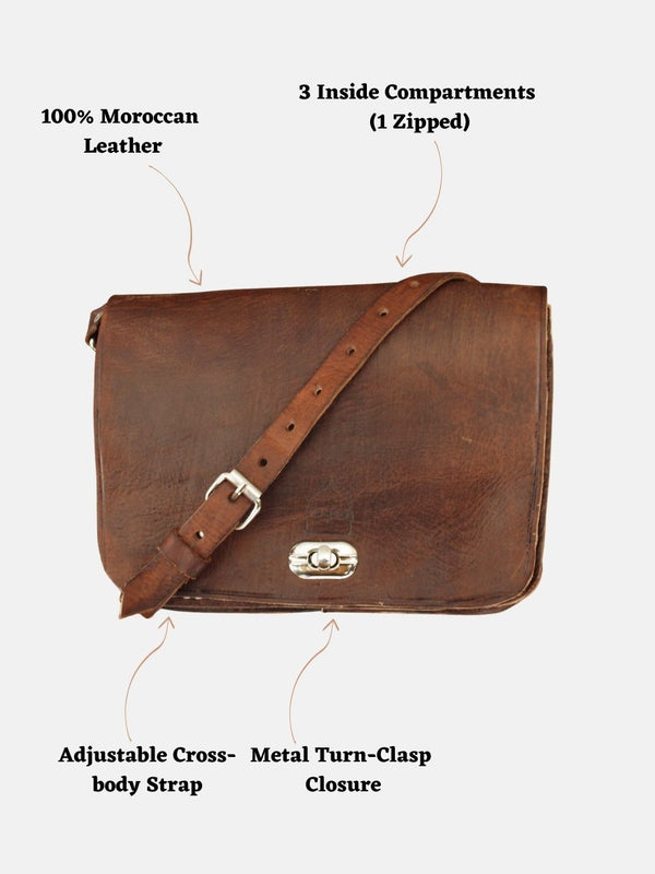 Goddiva The Kenitra Cross-Body Bag In Dark Brown By Berber Leather