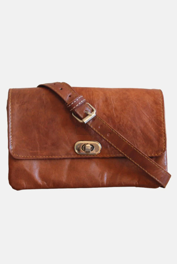 Goddiva The Kenitra Soft Cross-Body Bag In Tan By Berber Leather