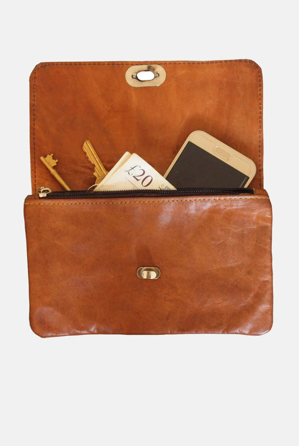 Goddiva The Kenitra Soft Cross-Body Bag In Tan By Berber Leather