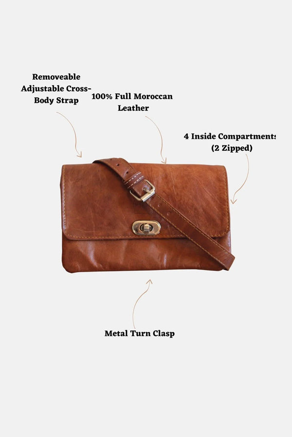 Goddiva The Kenitra Soft Cross-Body Bag In Tan By Berber Leather