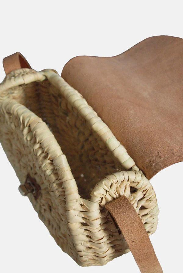 Goddiva The Safi Rattan Round Bag - Loose Weave By Berber Leather
