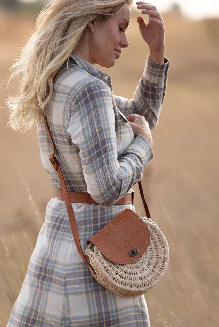 goddiva The Safi Rattan Round Bag - Loose Weave by Berber Leather