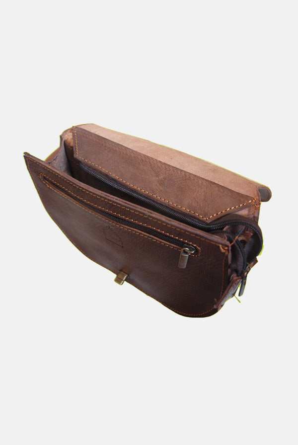 Goddiva The Temara Embossed Saddle Bag In Brown By Berber Leather