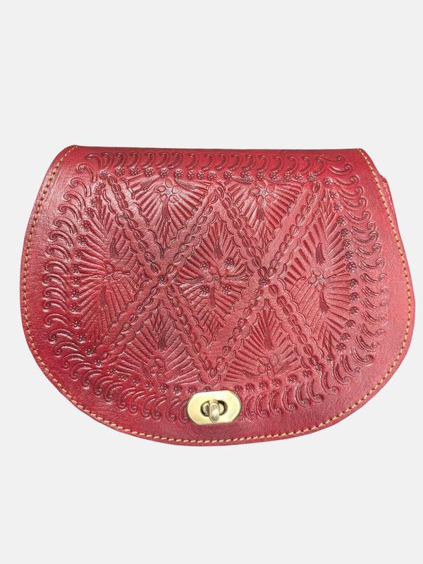 Goddiva The Temara Embossed Saddle Bag In Red By Berber Leather
