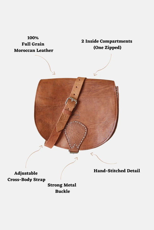 Goddiva The Temara Large Saddle Bag In Tan By Berber Leather