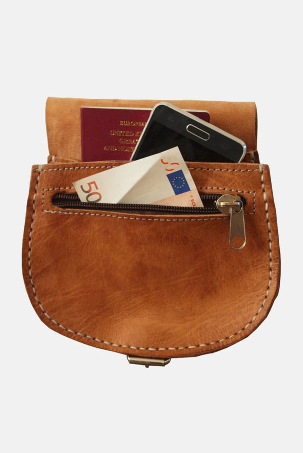 Goddiva The Temara Small Half-Moon Saddle Bag In Tan By Berber Leather