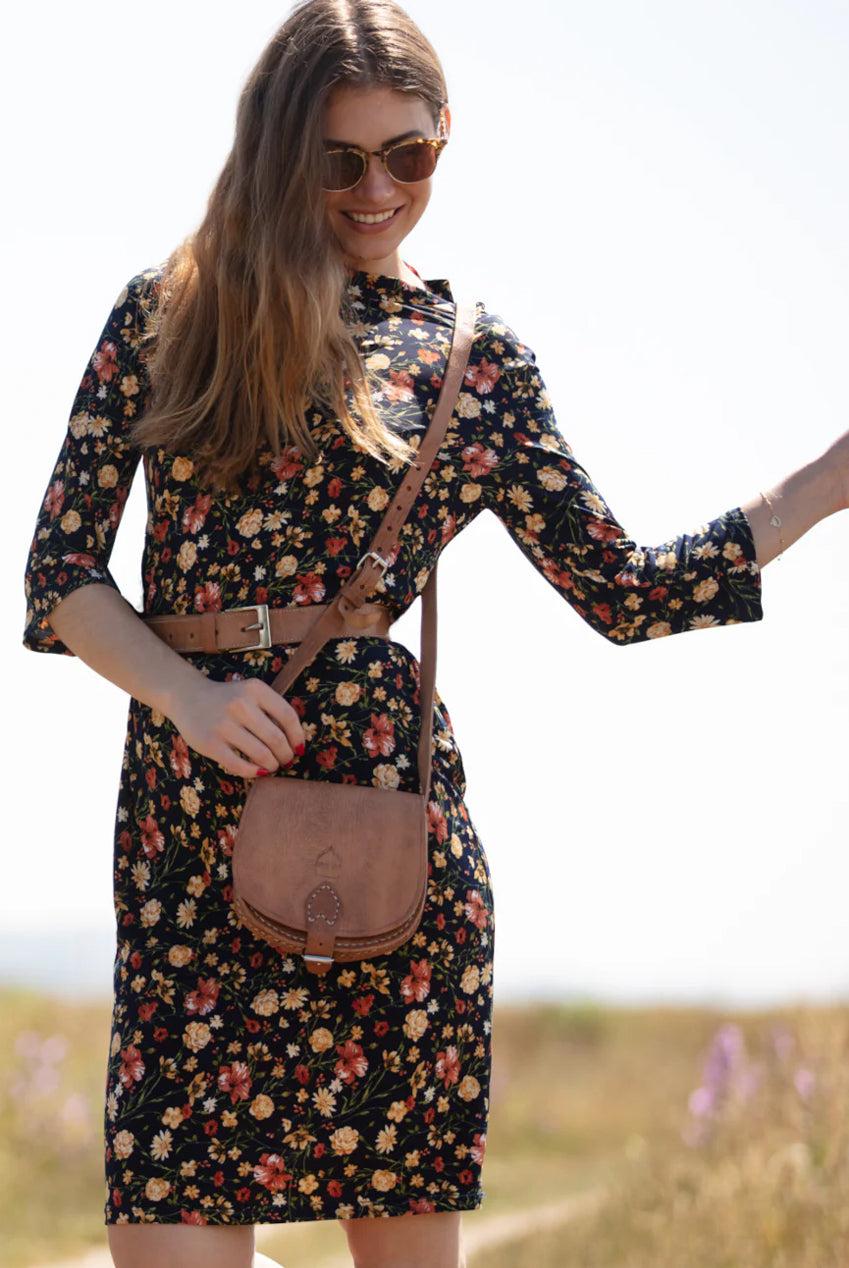 goddiva The Temara Small Half-Moon Saddle Bag In Tan by Berber Leather