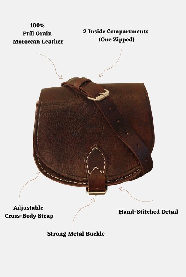 Goddiva The Temara Small Saddle Bag In Dark Brown By Berber Leather