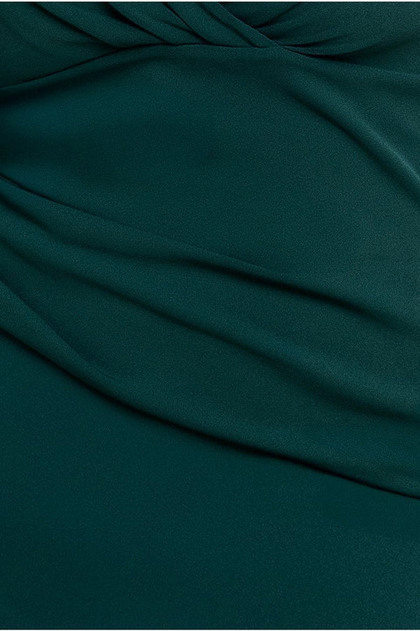Goddiva Three-Quarter Faux Wrap Neck Maxi Dress - Emerald Green By Goddiva Plus