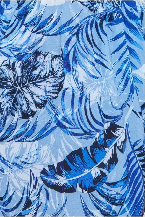 Goddiva Tropical Print Midi With Batwing Sleeves - Blue By Goddiva