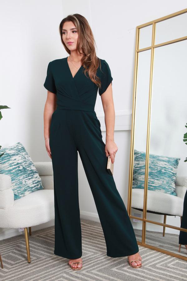 Goddiva Tulip Sleeve Wrap Front Jumpsuit By Double Second