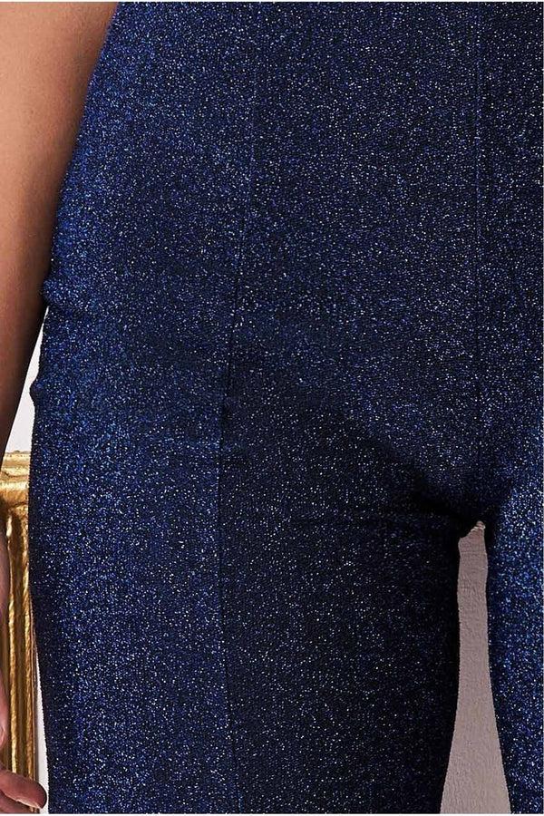 Goddiva Wide Leg Lurex Trouser - Royal Blue By Goddiva