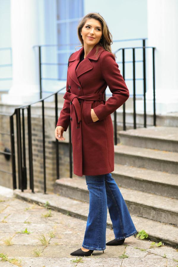 Goddiva Wool Blend Collared Wrap Coat By Double Second