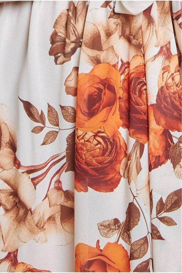 Goddiva Wrap Back Flutter Sleeve Midi - Beige By Goddiva