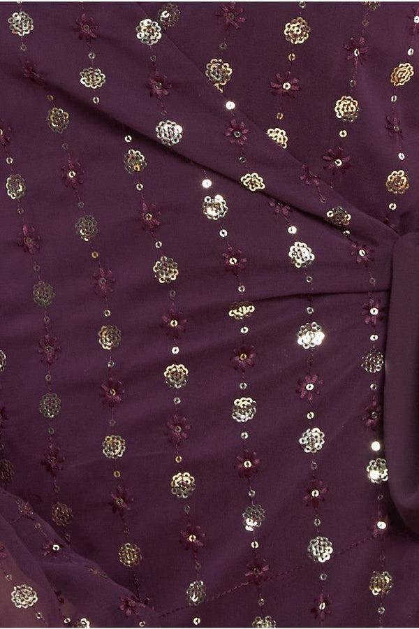 Goddiva Wrap Over Sequin Mini Dress - Wine By Goddiva