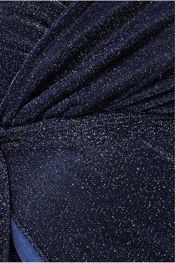 Goddiva Wrap Style Spaghetti Strap Maxi Split - Navy By Goddiva Plus