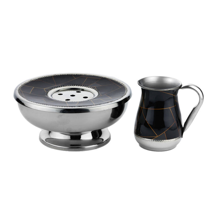 Godinger Abstract Lines Black & Gold Mayim Achronim Set