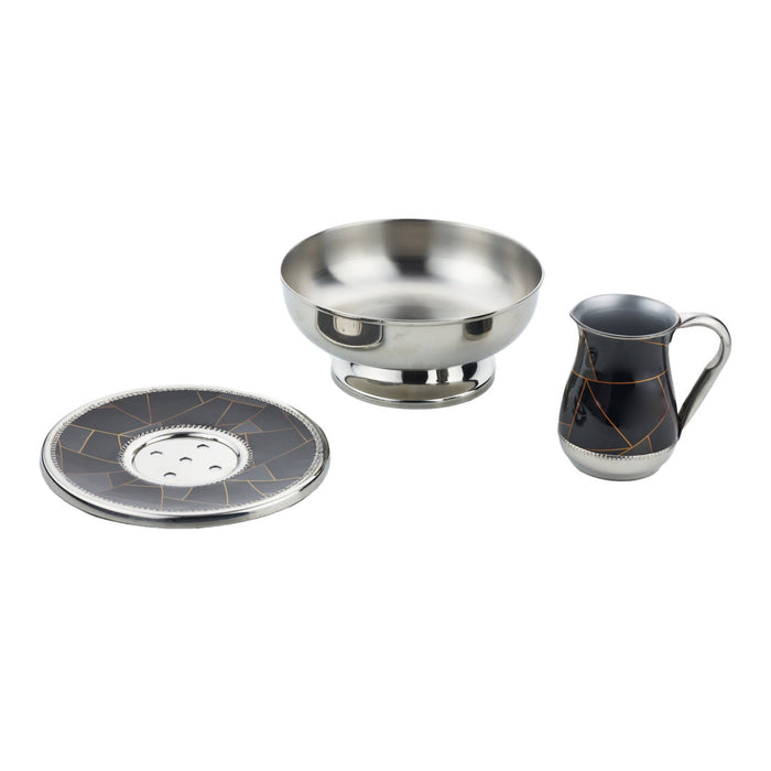 Godinger Abstract Lines Black & Gold Mayim Achronim Set