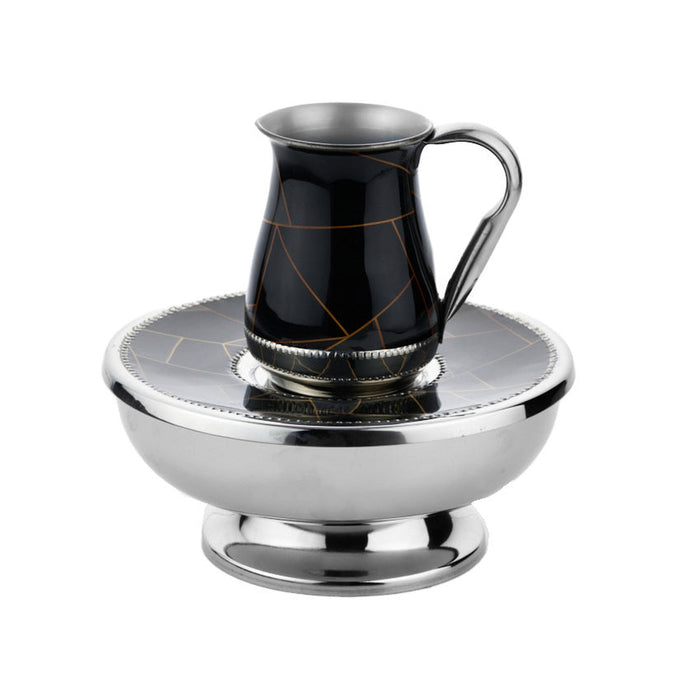 godinger Abstract Lines Black & Gold Mayim Achronim Set