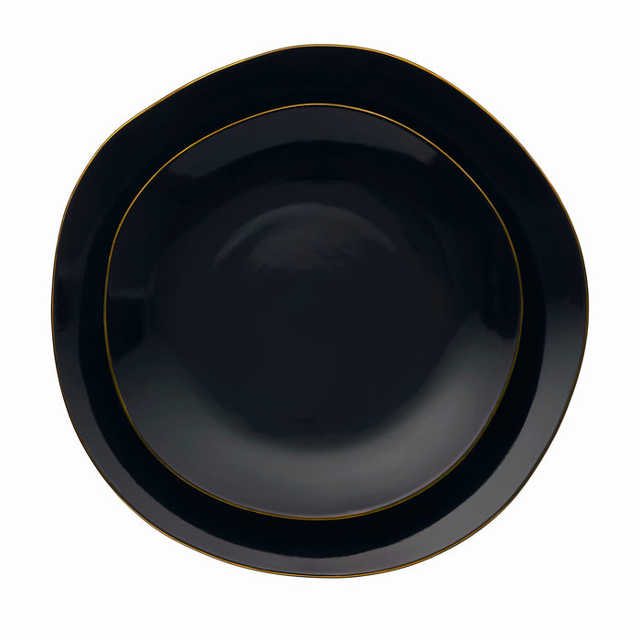 Godinger Andover Black 12 Piece Gold Rim Dinnerware Set Service For 4