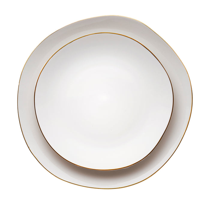 Godinger Andover White 12 Piece Gold Rim Dinnerware Set Service For 4
