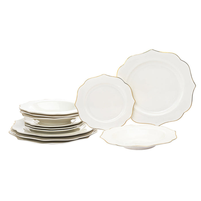 Godinger Arendale Porcelain 12 Piece Dinnerware Set Service For 4