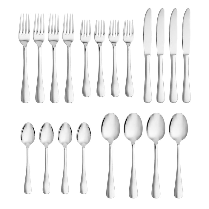 Godinger Arlo Mirrored 18/10 Stainless Steel 20 Piece Flatware Set Service For 4