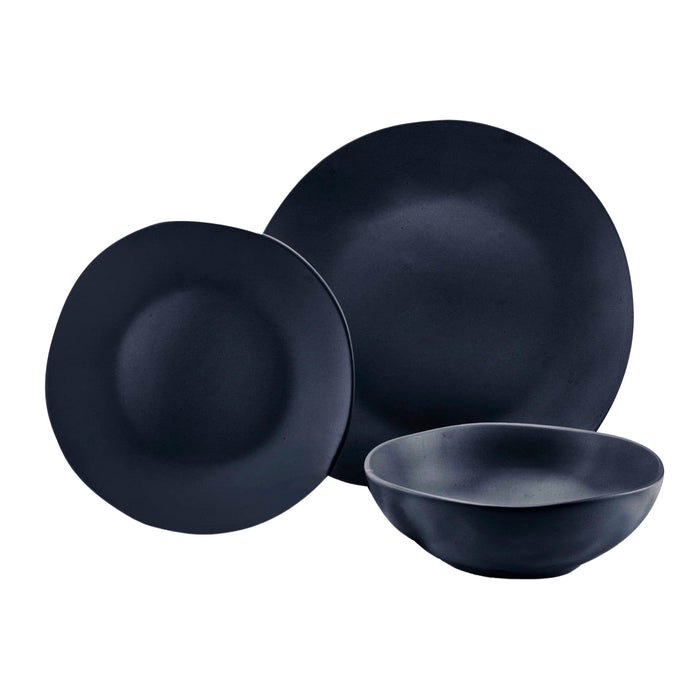 godinger Aspero Black Stoneware 12 Piece Dinnerware Set Service For 4