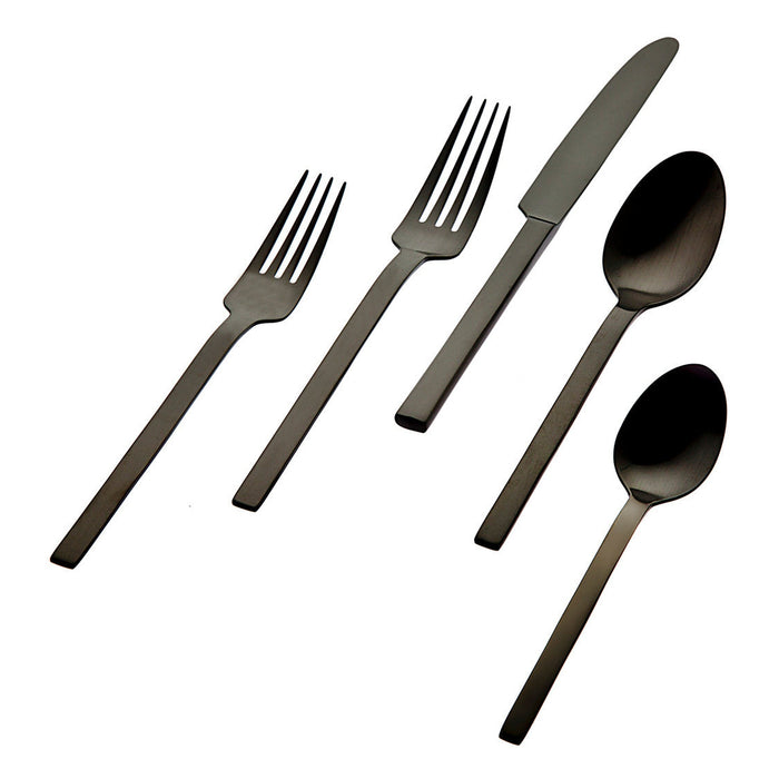 godinger Atlas Matte Black 18/0 Stainless Steel 20 Piece Flatware Set Service For 4