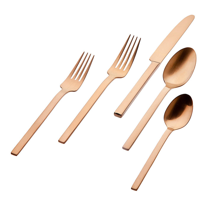 godinger Atlas Matte Copper 18/0 Stainless Steel 20 Piece Flatware Set Service For 4