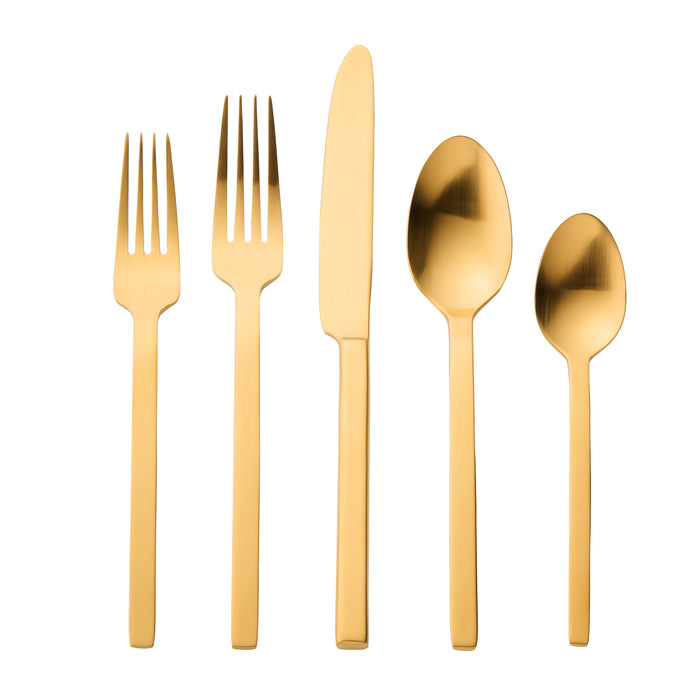 Godinger Atlas Matte Gold 18/0 Stainless Steel 20 Piece Flatware Set Service For 4