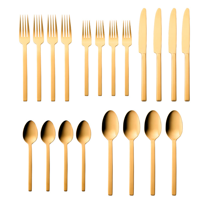 Godinger Atlas Mirrored Gold 18/0 Stainless Steel 20 Piece Flatware Set Service For 4
