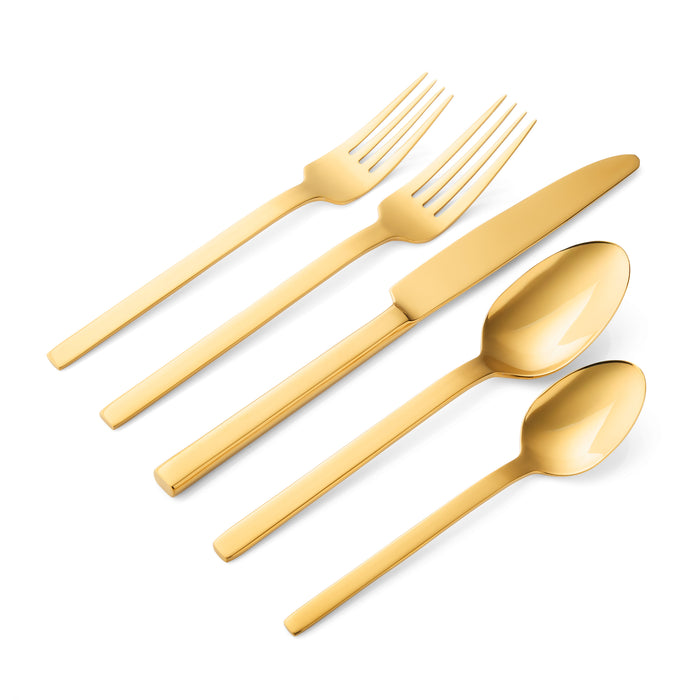 Godinger Atlas Mirrored Gold 18/0 Stainless Steel 20 Piece Flatware Set Service For 4