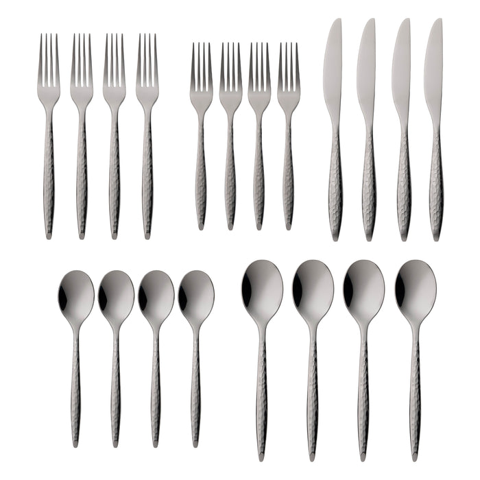 Godinger Avellino Graphite 18/10 Stainless Steel 20 Piece Flatware Set Service For 4