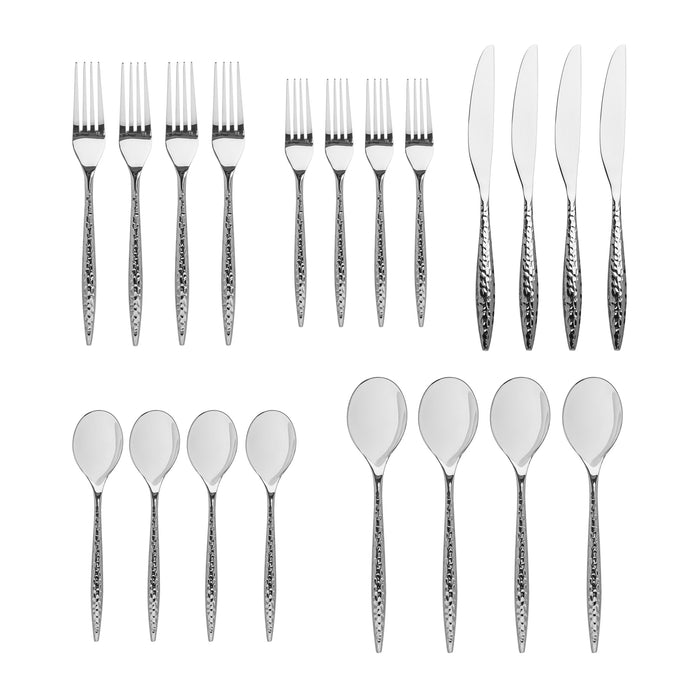 Godinger Avellino Mirrored 18/10 Stainless Steel 20 Piece Flatware Set Service For 4