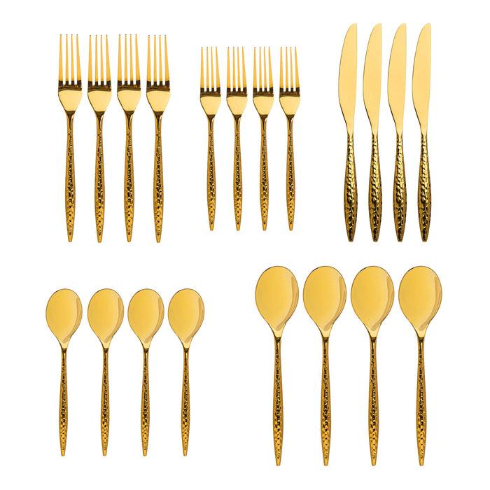 Godinger Avellino Mirrored Gold 18/10 Stainless Steel 20 Piece Flatware Set Service For 4